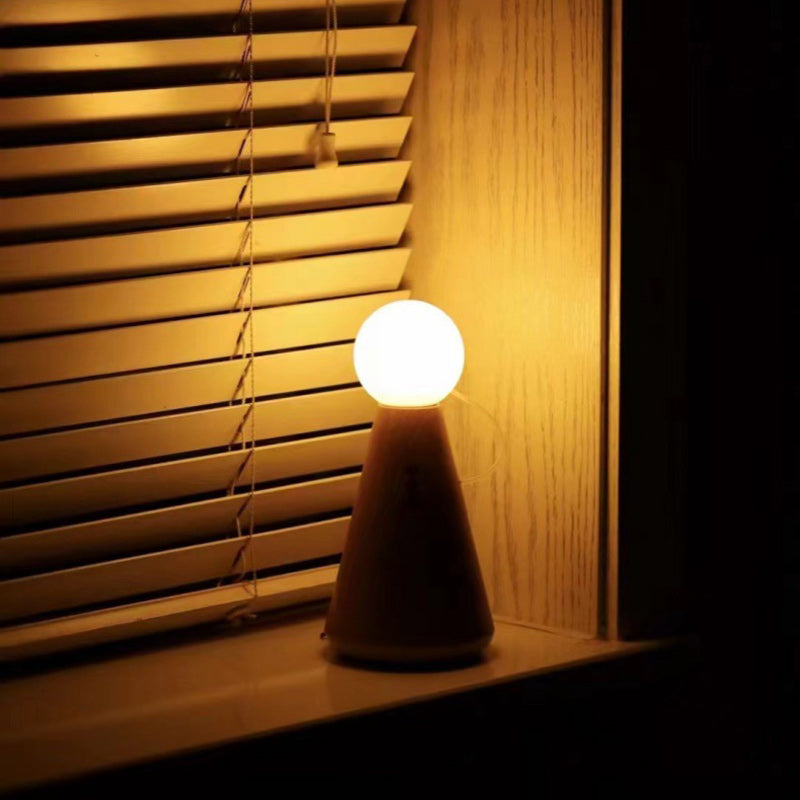 Contemporary Creative Rechargeable Plastic Silicone Figurine Ball LED Table Lamp Night Light For Bedside