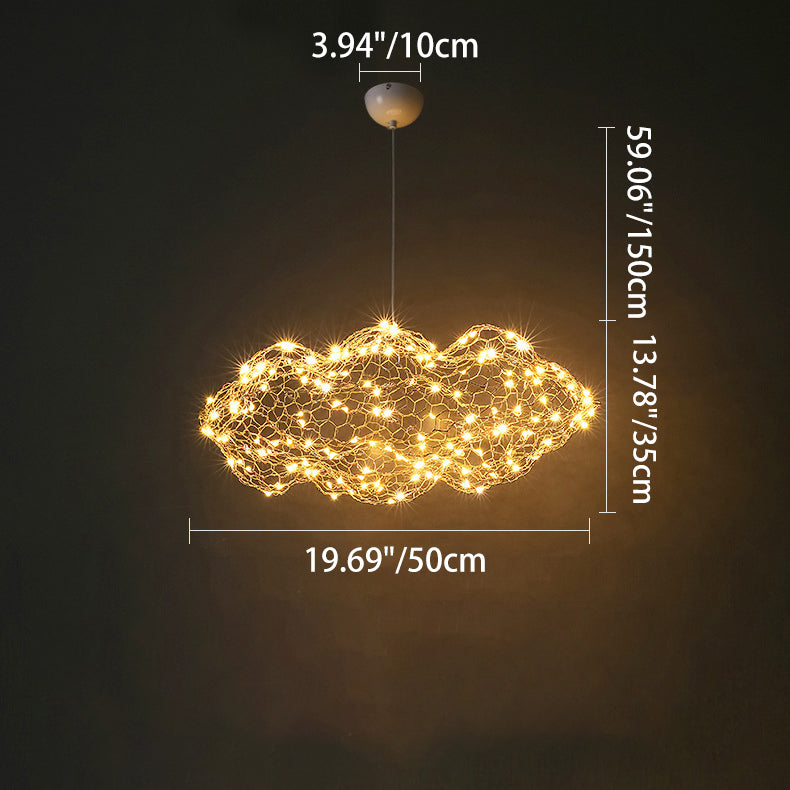 ثريا LED معاصرة من الحديد الإسكندنافي بتصميم سحابة مرصعة بالنجوم لديكور غرفة الطعام
