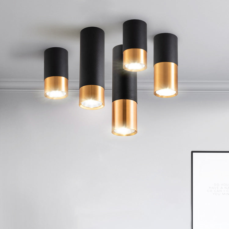 Contemporary Nordic Aluminum Glass Cylindrical LED Flush Mount Ceiling Light Spotlight For Hallway & Living Room