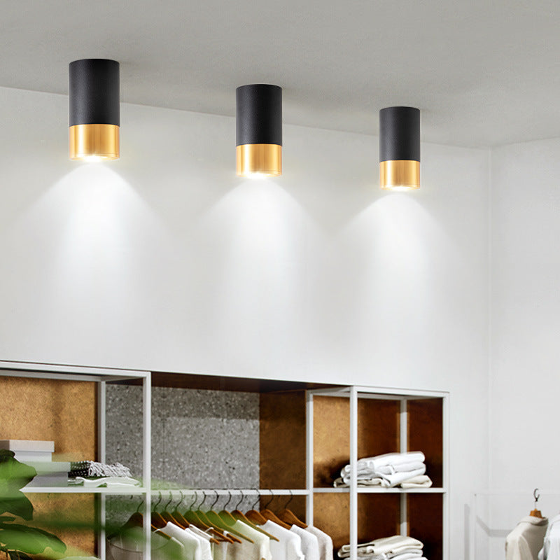 Contemporary Nordic Aluminum Glass Cylindrical LED Flush Mount Ceiling Light Spotlight For Hallway & Living Room