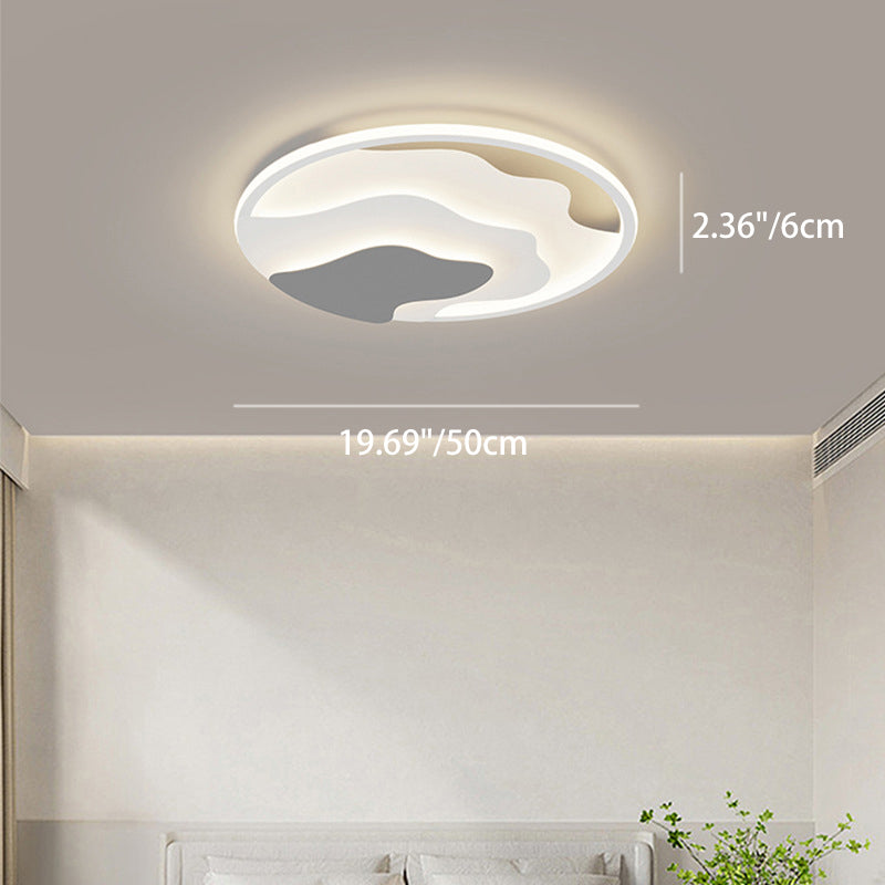 Modern Art Deco Iron & Silicone Cloud-Inspired Rectangular Square Round LED Flush Mount Ceiling Light For Bedroom & Living Room