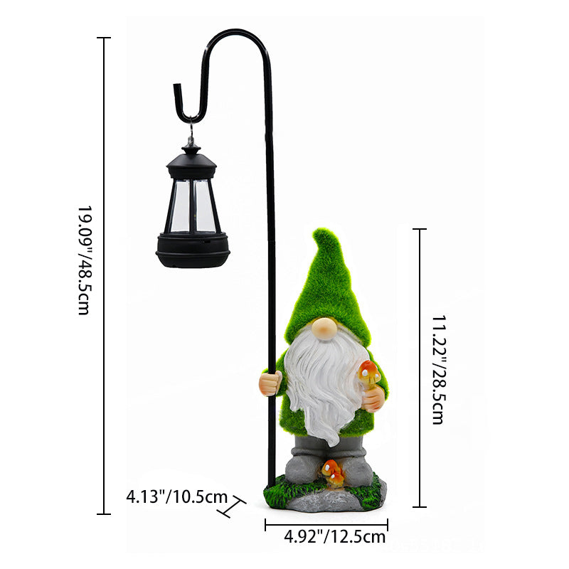 Modern Art Deco Solar Waterproof Flocked Resin Gnome LED Outdoor Light Landscape Lighting For Garden