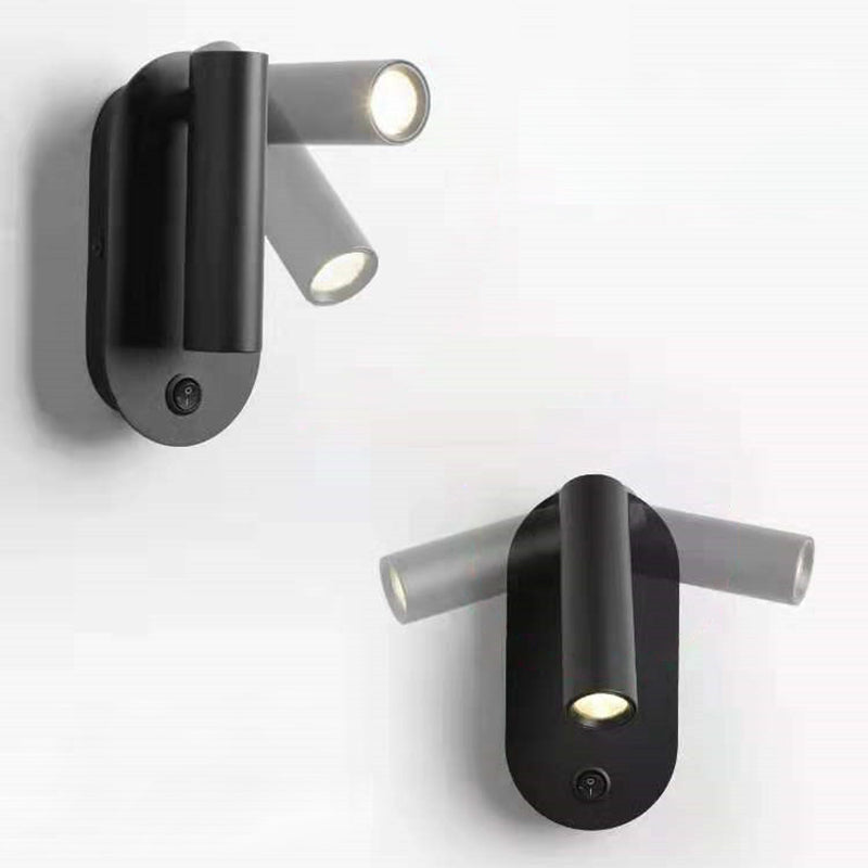 Modern Minimalist Aluminum & Iron Cylindrical Spotlight LED Wall Sconce Lamp For Bedside