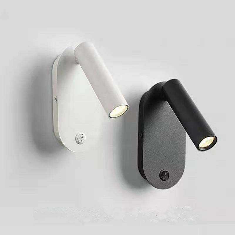 Modern Minimalist Aluminum & Iron Cylindrical Spotlight LED Wall Sconce Lamp For Bedside