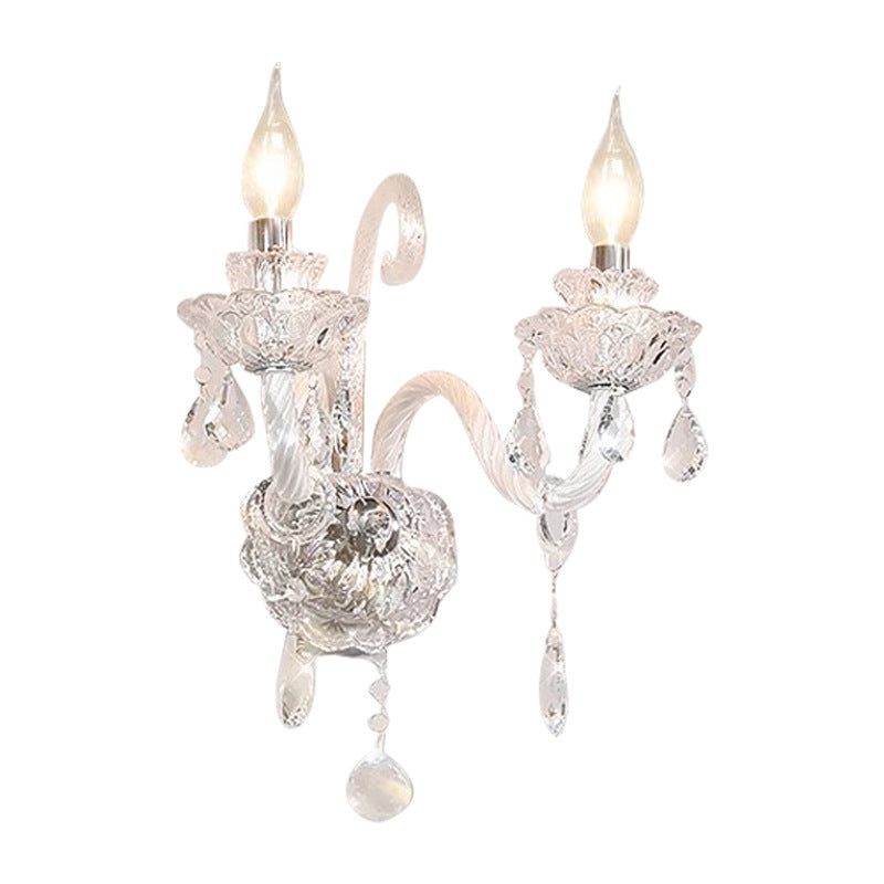 شمعدان حائط حلزوني من الزجاج الكريستالي الفرنسي التقليدي، نصف ضوء، مناسب لغرفة النوم وغرفة المعيشة