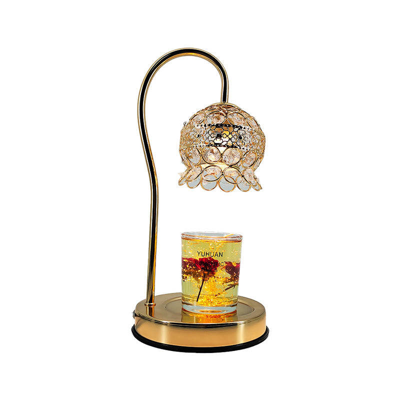 Traditional European Crystal Iron And Marble Valley Round 1-Light Melting Wax Table Lamp For Bedside