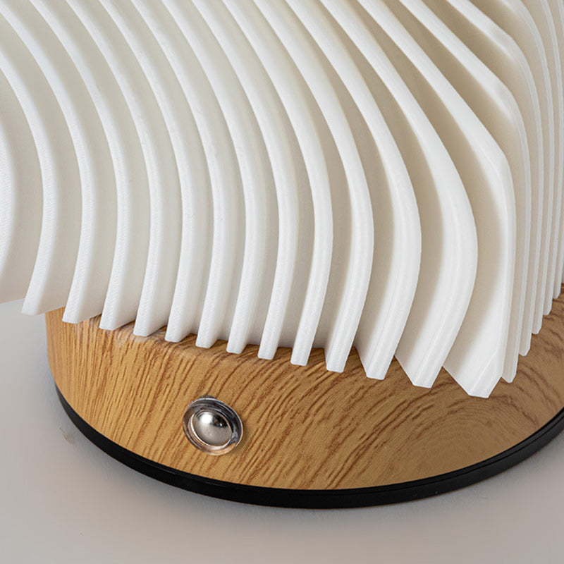 Contemporary Nordic Rechargeable Acrylic Wood Cylinder With Ripple Texture LED Table Lamp Night Light For Bedside
