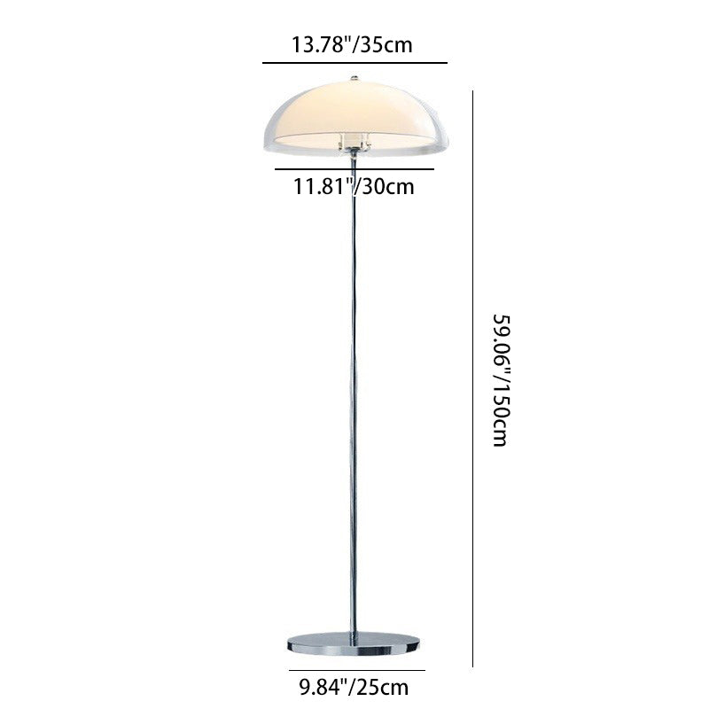 Contemporary Nordic Iron And Acrylic Dome-Shaped 1-Light Standing Floor Lamp For Living Room And Bedroom