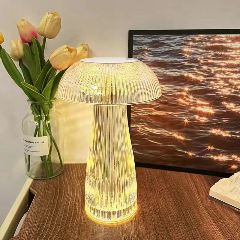 Contemporary Creative Rechargeable Acrylic Jellyfish Cordless LED Table Lamp Night Light For Bedroom