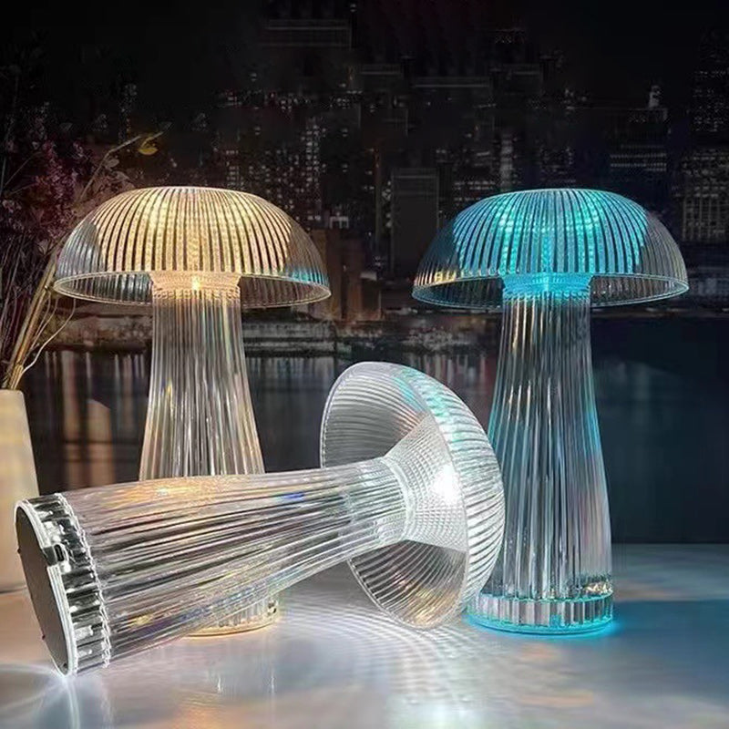 Contemporary Creative Rechargeable Acrylic Jellyfish Cordless LED Table Lamp Night Light For Bedroom