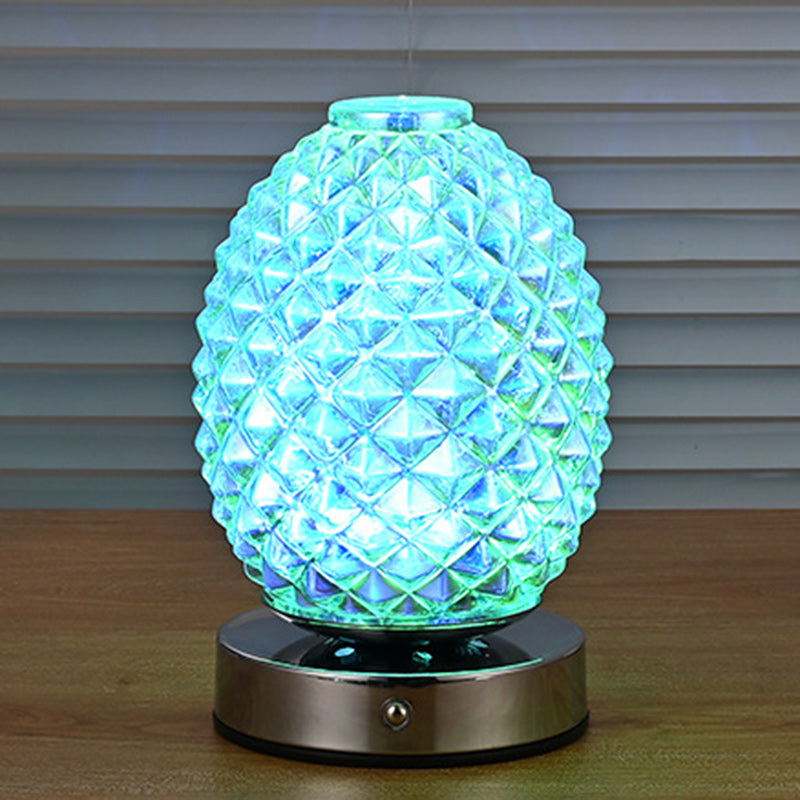 Modern Art Deco Rechargeable Glass & Metal Spherical Pineapple Ripple LED Table Lamp Night Light For Bedroom