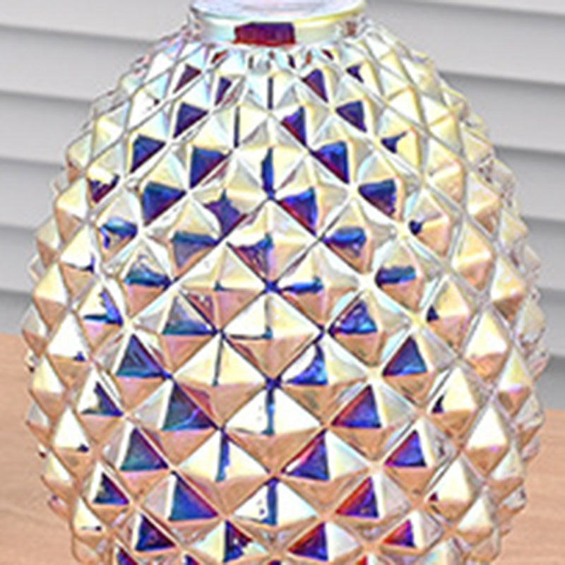 Modern Art Deco Rechargeable Glass & Metal Spherical Pineapple Ripple LED Table Lamp Night Light For Bedroom