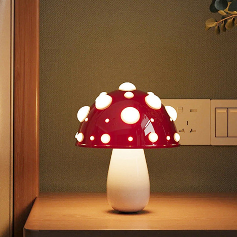 Modern Art Deco Rechargeable Iron & PC Mushroom LED Table Lamp Night Light For Bedroom