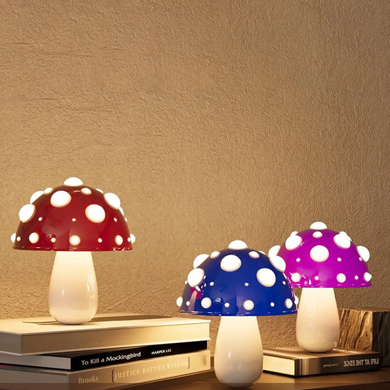 Modern Art Deco Rechargeable Iron & PC Mushroom LED Table Lamp Night Light For Bedroom