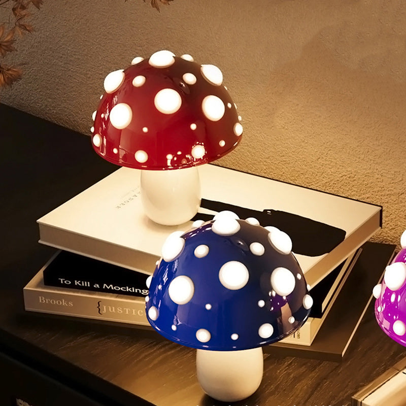 Modern Art Deco Rechargeable Iron & PC Mushroom LED Table Lamp Night Light For Bedroom