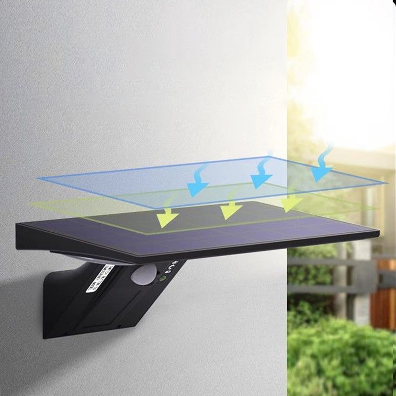 Modern Minimalist Solar Waterproof ABS & PC Rectangular Whale-Tail LED Wall Sconce Lamp For Garden & Outdoor Patio
