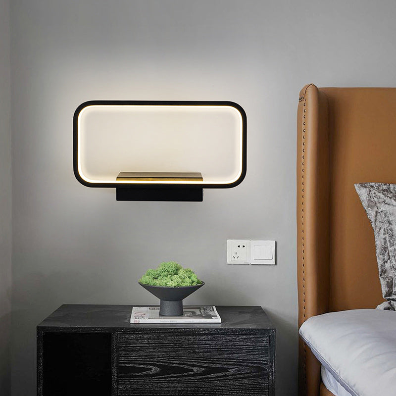 Modern Minimalist Iron Aluminum Resin Rectangular Wireless Phone Charging LED Wall Sconce Lamp For Bedside