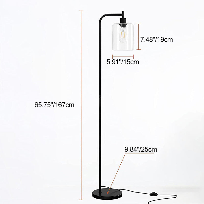 Modern Minimalist Iron Glass Pillar 1-Light Standing Floor Lamp For Living Room And Bedroom