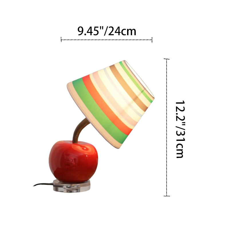 Contemporary Creative Resin & Fabric Tilted Apple 1-Light Table Lamp For Bedroom