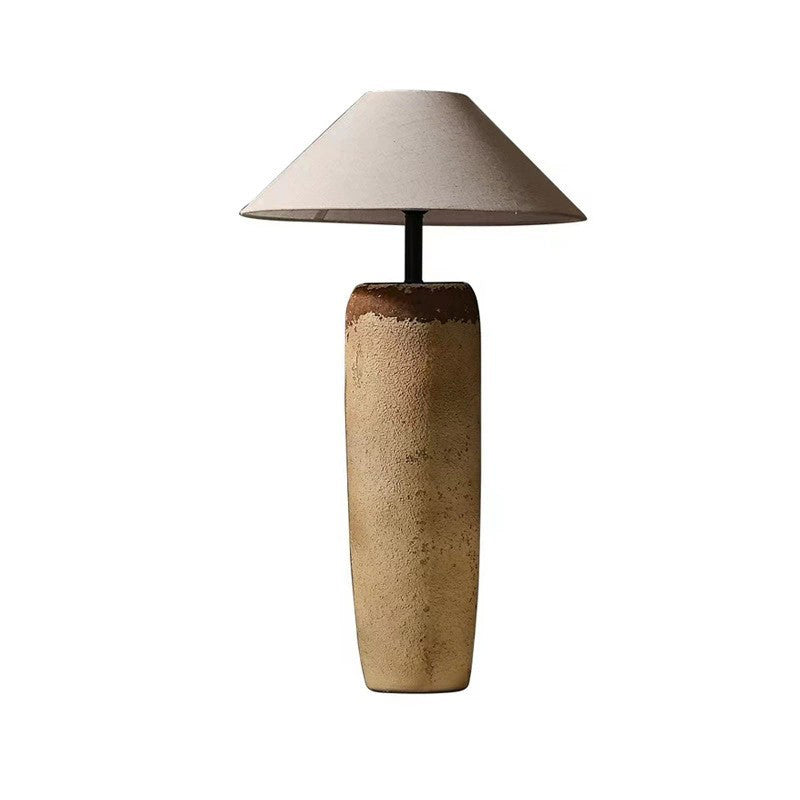 Traditional Japanese Ceramic & Fabric Jar-Shaped 1-Light Standing Floor Lamp For Living Room