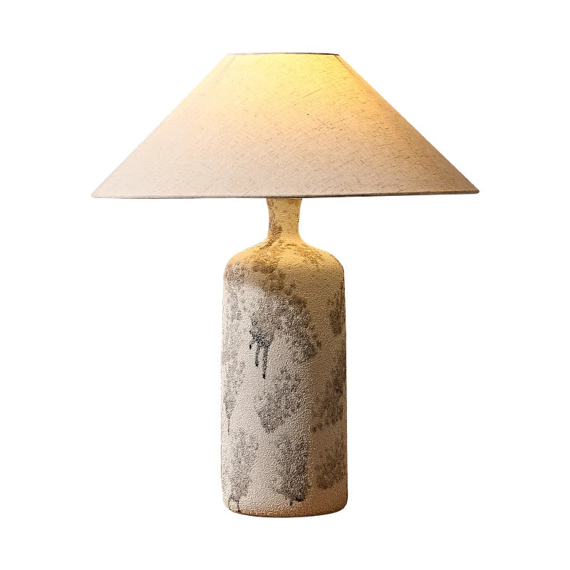 Traditional Vintage Ceramic Fabric Cone Pot 1-Light Table Lamp For Living Room And Bedroom