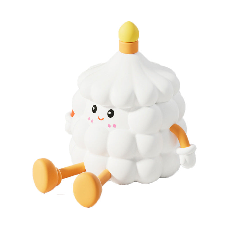 Contemporary Creative Silicone ABS Cute Birthday Cake LED Rechargeable Night Light Table Lamp For Bedroom