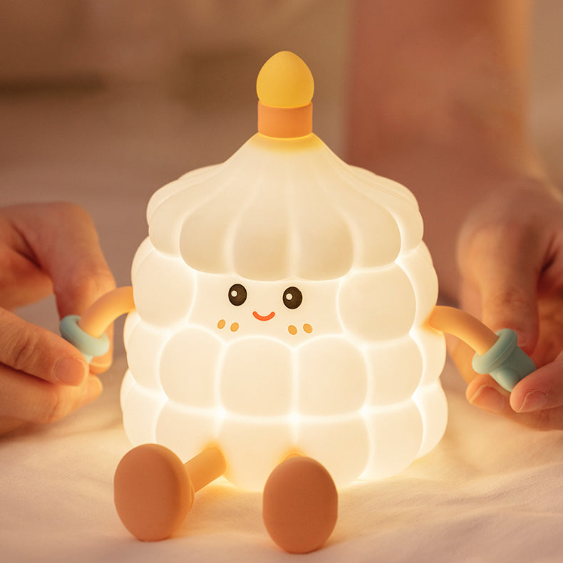 Contemporary Creative Silicone ABS Cute Birthday Cake LED Rechargeable Night Light Table Lamp For Bedroom