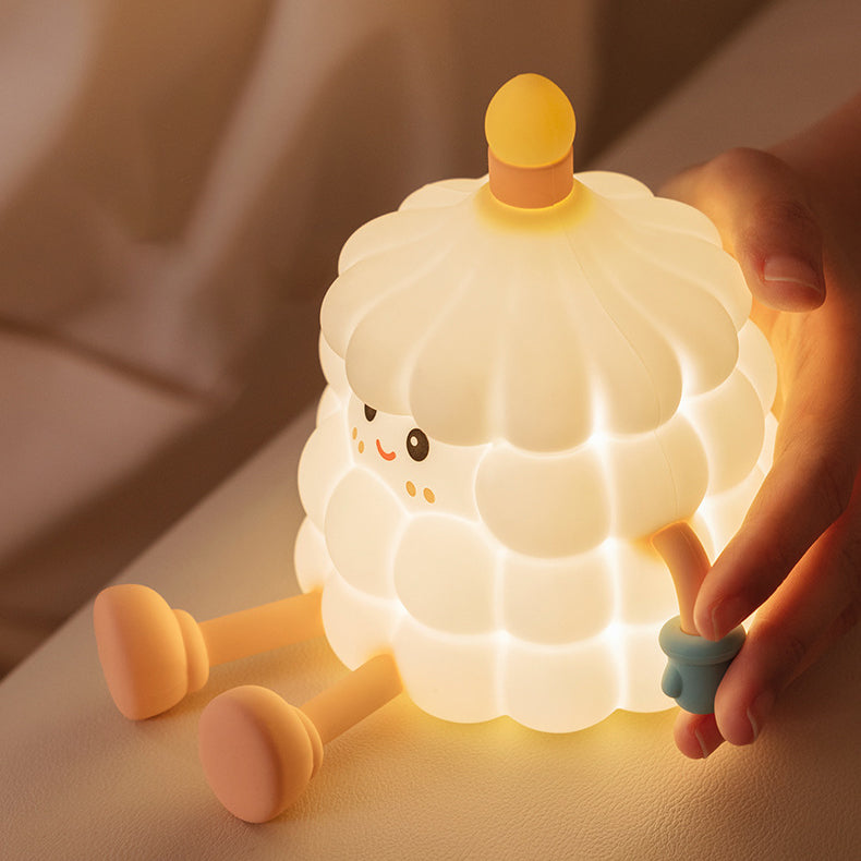 Contemporary Creative Silicone ABS Cute Birthday Cake LED Rechargeable Night Light Table Lamp For Bedroom