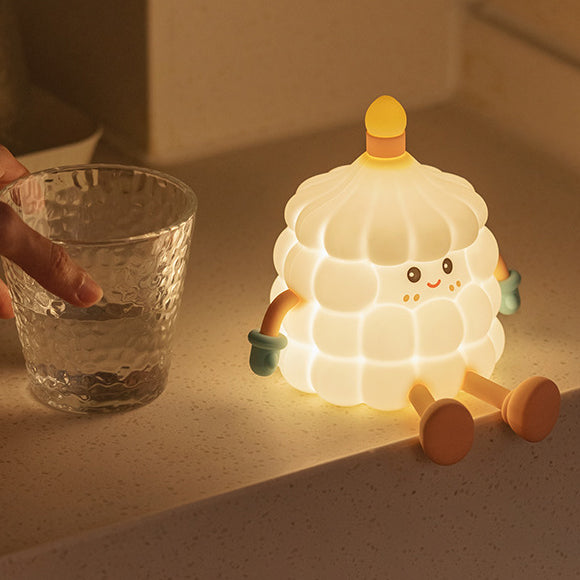 Contemporary Creative Silicone ABS Cute Birthday Cake LED Rechargeable Night Light Table Lamp For Bedroom