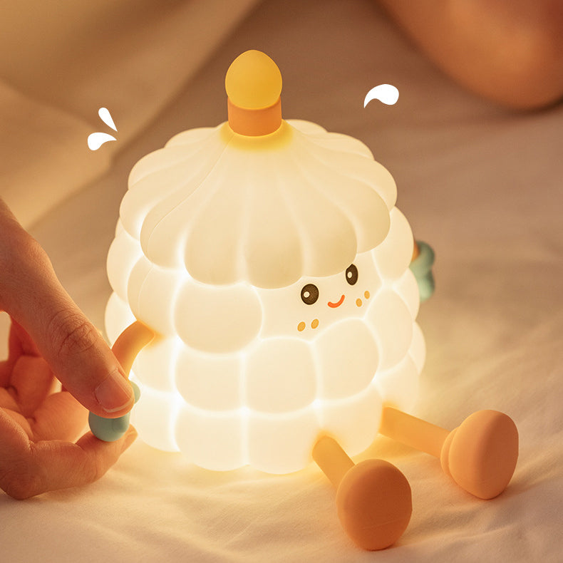 Contemporary Creative Silicone ABS Cute Birthday Cake LED Rechargeable Night Light Table Lamp For Bedroom
