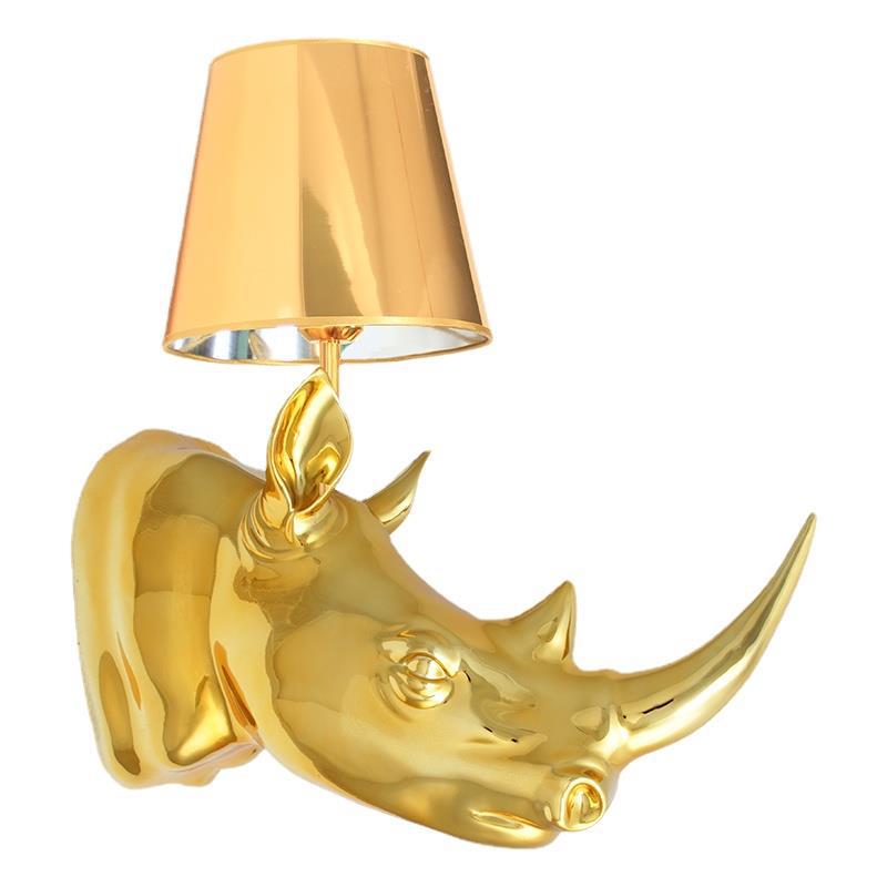 Contemporary Creative Resin And Fabric Rhino 1-Light Wall Sconce Lamp For Bedside