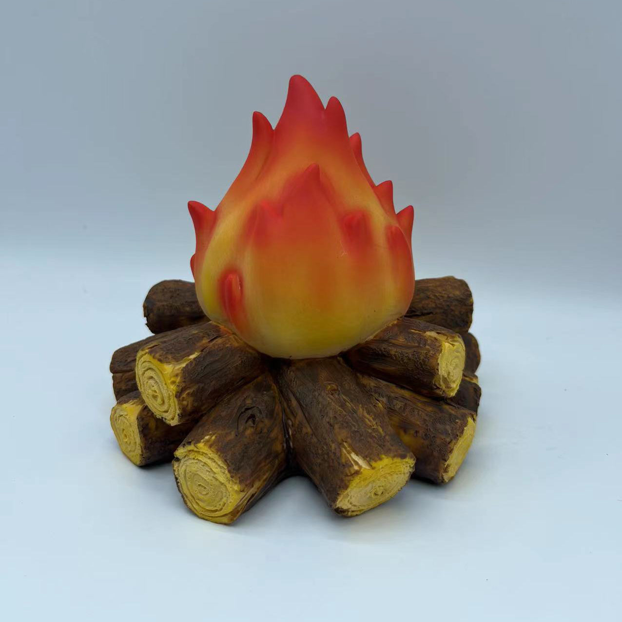 Modern Art Deco Battery Resin Simulated Firewood Flame LED Table Lamp Night Light For Bedroom