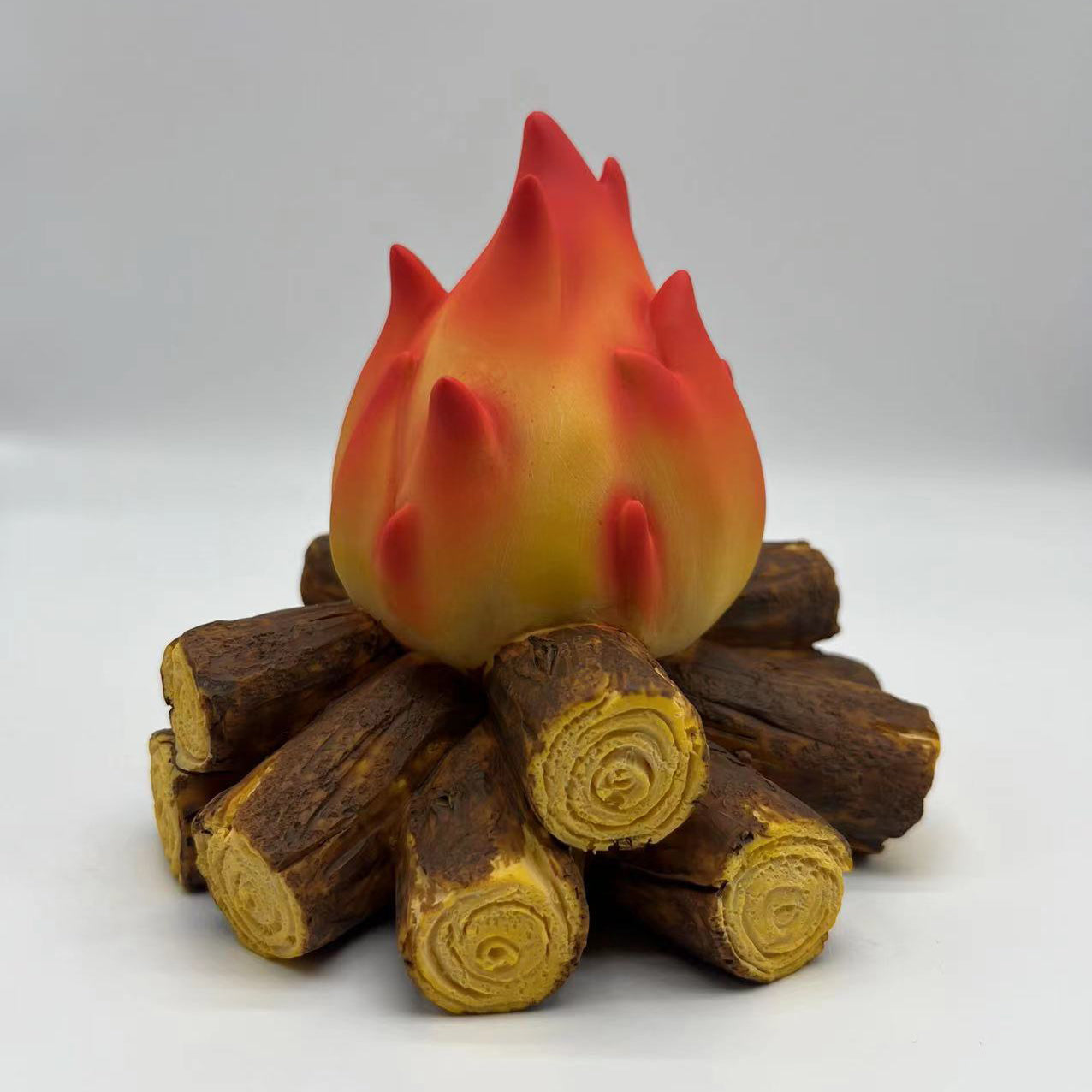 Modern Art Deco Battery Resin Simulated Firewood Flame LED Table Lamp Night Light For Bedroom