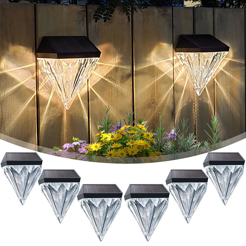 Modern Simplicity Solar Waterproof ABS And PS Diamond LED Outdoor Wall Sconce Lamp For Garden & Outdoor Patio
