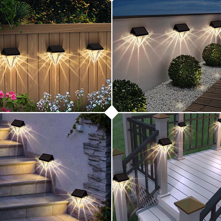 Modern Simplicity Solar Waterproof ABS And PS Diamond LED Outdoor Wall Sconce Lamp For Garden & Outdoor Patio