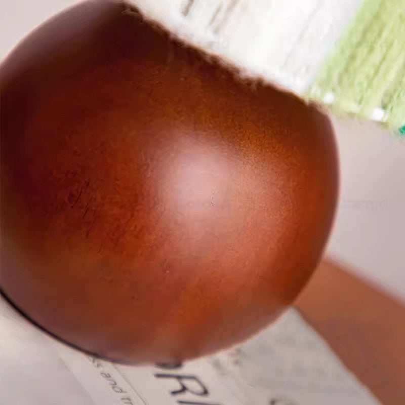 Traditional French Oak And Mohair Weaving Round Sphere Cylinder 1-Light Table Lamp For Bedroom