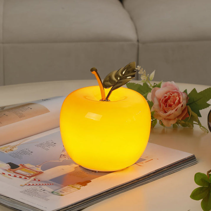 Contemporary Creative Battery Iron & Glass Apple-Shaped LED Table Lamp Night Light For Bedroom
