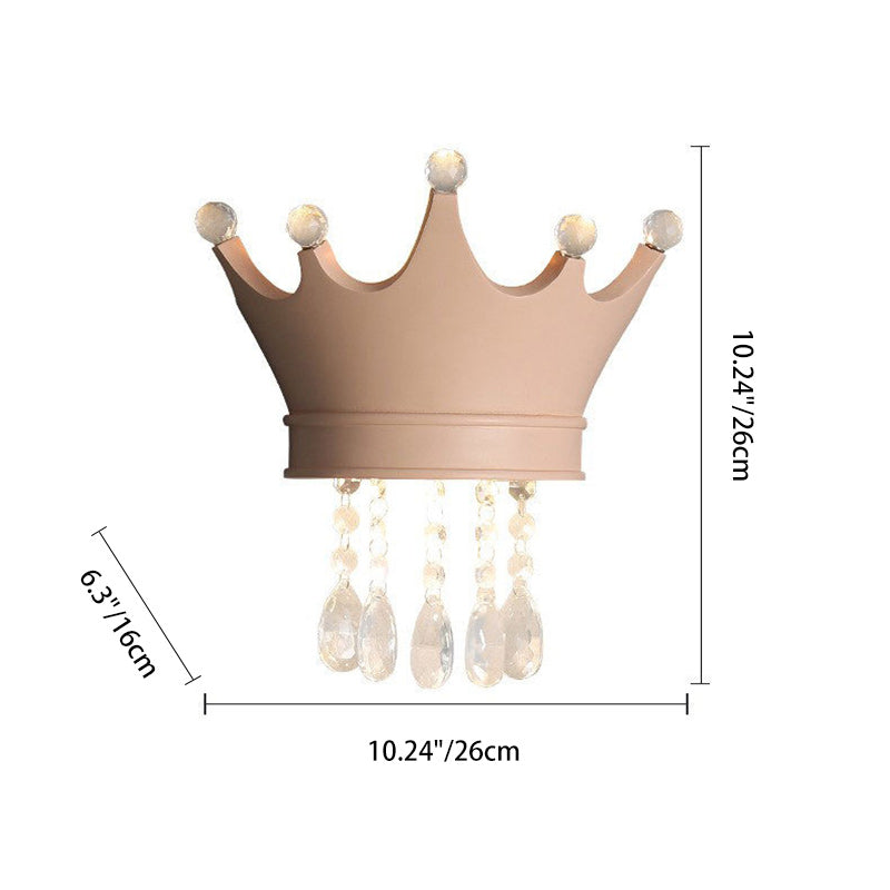 Contemporary Creative Kids Resin Crystal Crown LED Wall Sconce Lamp For Bedside