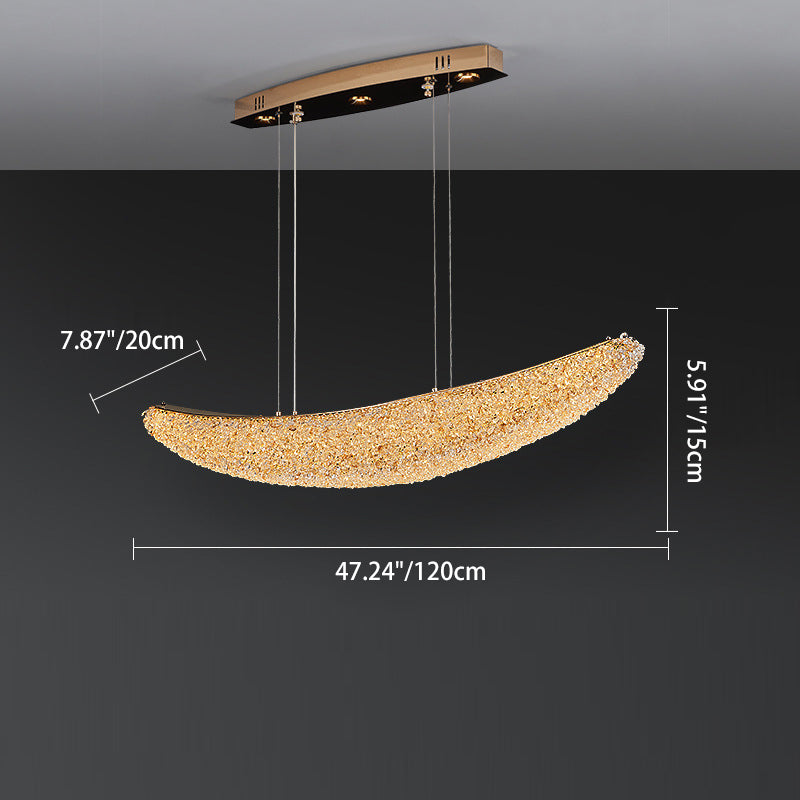Modern Luxury Crystal Metal Banana-Shaped Boat LED Chandelier Island Light For Dining Room