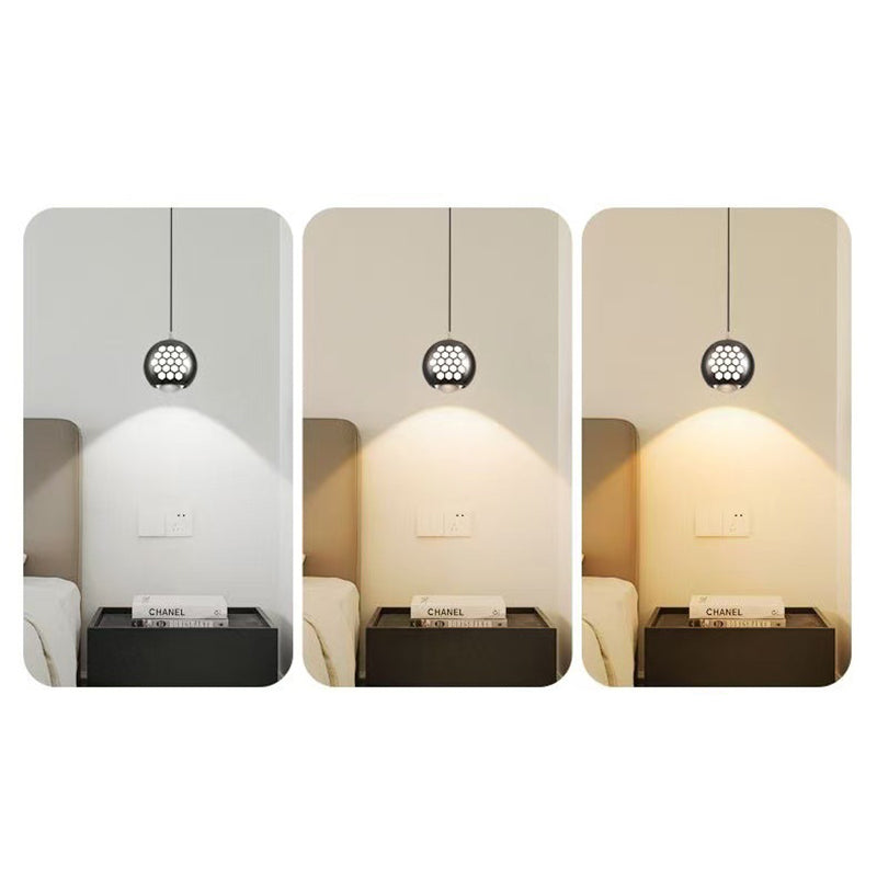 Modern Simplicity Aluminum Iron Sphere Honeycomb LED Liftable Pendant Light For Bedside