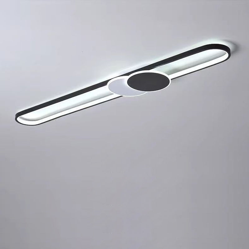 Modern Minimalist Aluminum Iron Acrylic Oval Strip LED Flush Mount Ceiling Light For Hallway