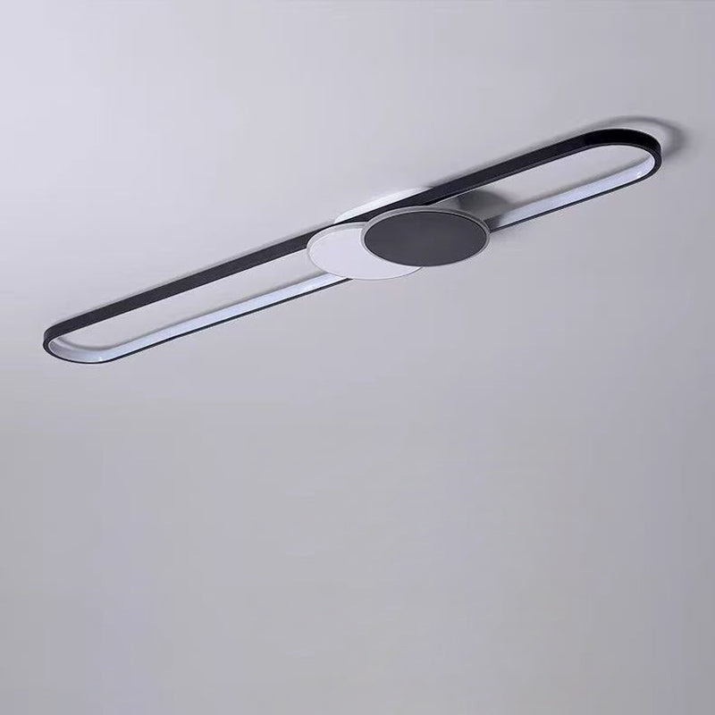 Modern Minimalist Aluminum Iron Acrylic Oval Strip LED Flush Mount Ceiling Light For Hallway