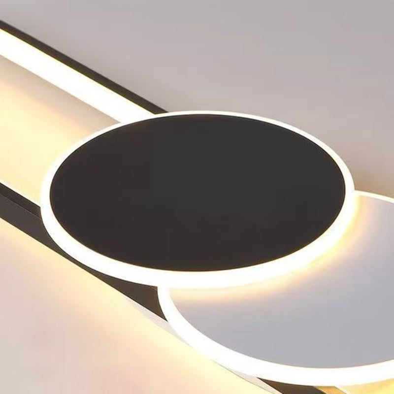 Modern Minimalist Aluminum Iron Acrylic Oval Strip LED Flush Mount Ceiling Light For Hallway