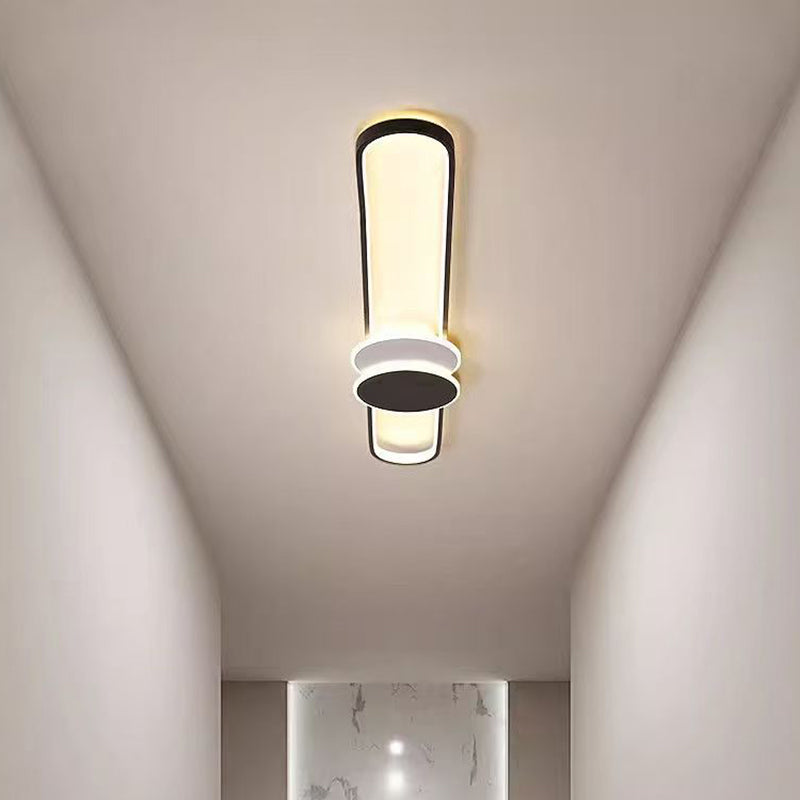 Modern Minimalist Aluminum Iron Acrylic Oval Strip LED Flush Mount Ceiling Light For Hallway