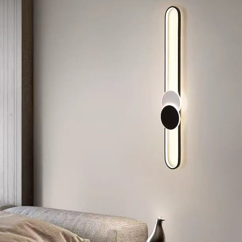 Modern Minimalist Aluminum Iron Acrylic Oval Strip LED Flush Mount Ceiling Light For Hallway