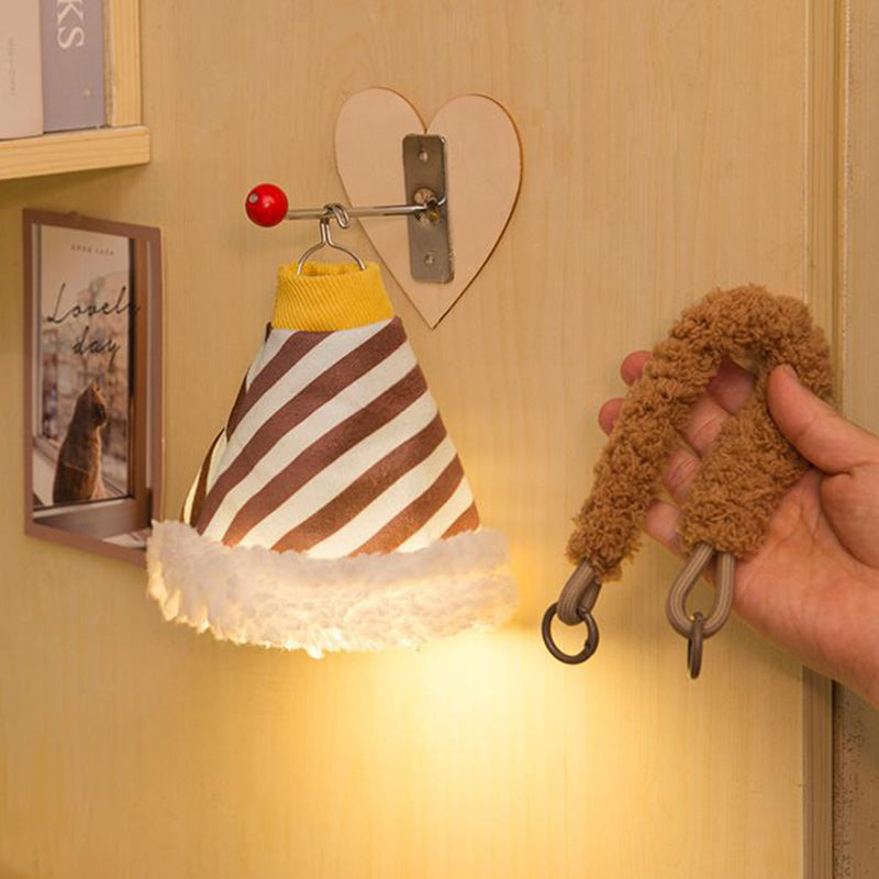 Modern Art Deco Fabric Rechargeable Bell-Striped LED Hanging Wall Sconce Lamp Night Light For Bedside Dorm Use