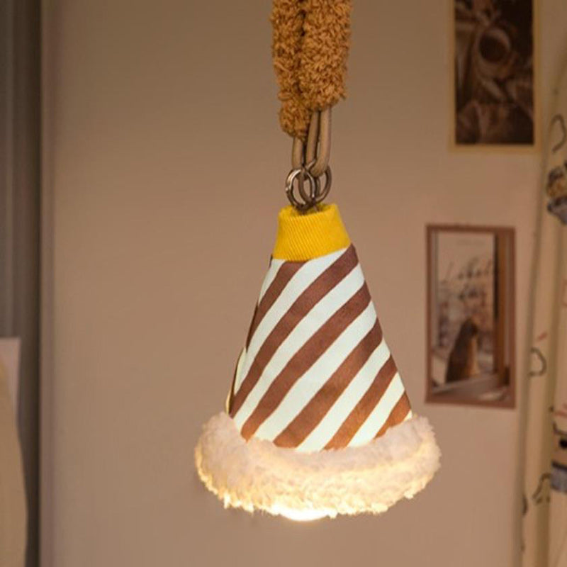 Modern Art Deco Fabric Rechargeable Bell-Striped LED Hanging Wall Sconce Lamp Night Light For Bedside Dorm Use