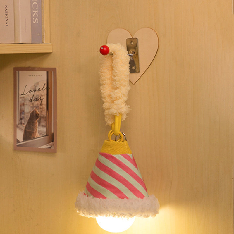 Modern Art Deco Fabric Rechargeable Bell-Striped LED Hanging Wall Sconce Lamp Night Light For Bedside Dorm Use