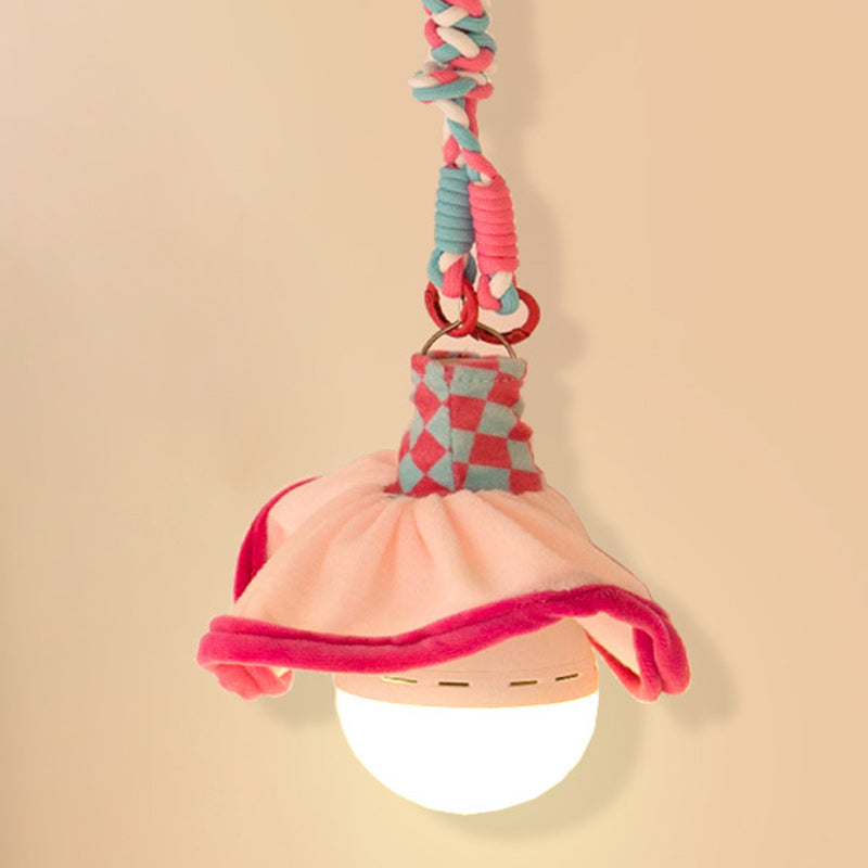 Modern Art Deco Fabric Rechargeable Bell-Skirt LED Hanging Pendant Light Night Light For Bedside Dorm Room