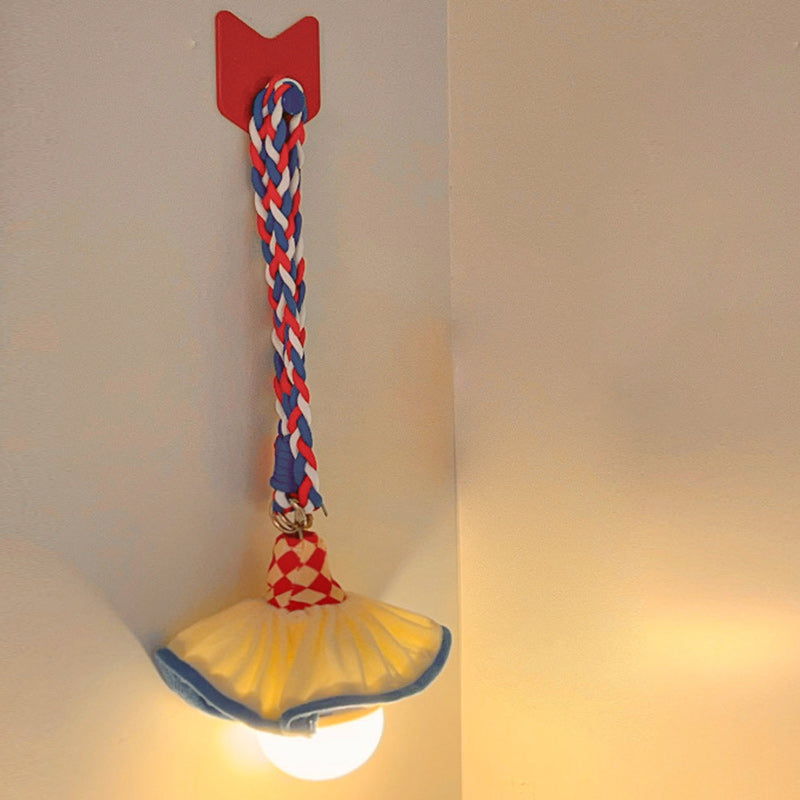 Modern Art Deco Fabric Rechargeable Bell-Skirt LED Hanging Pendant Light Night Light For Bedside Dorm Room